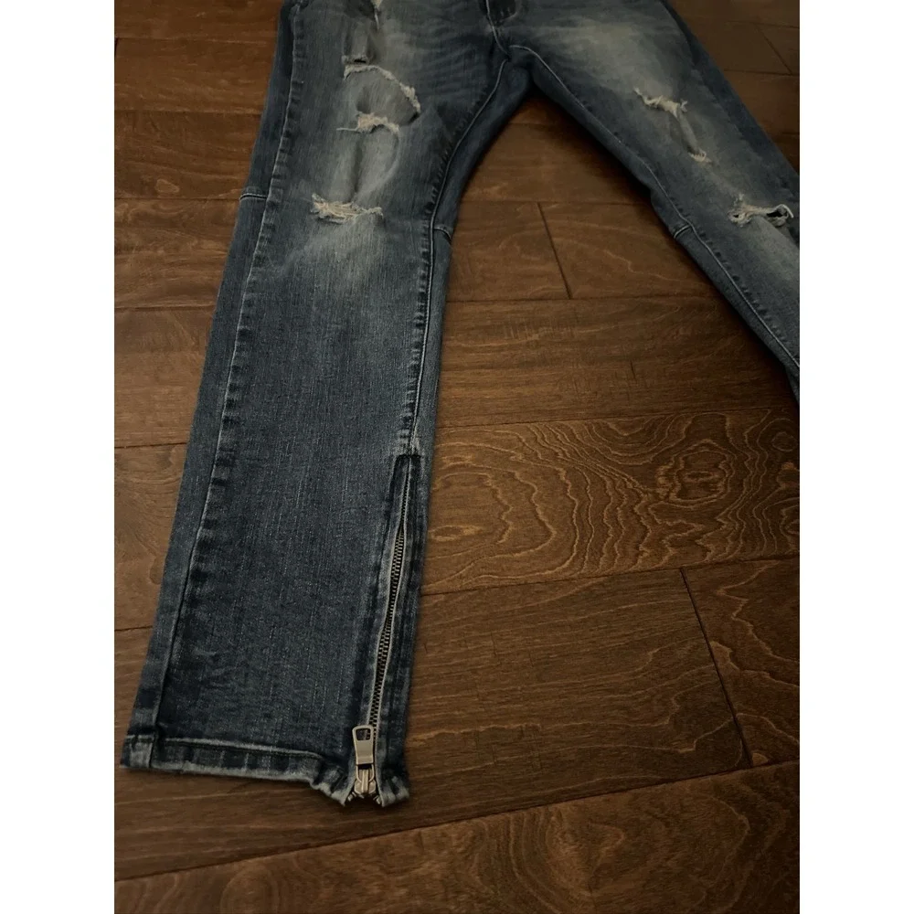 Jordan Craig Sean Slim Fit Jeans Mens 34x32 Blue Distressed Denim